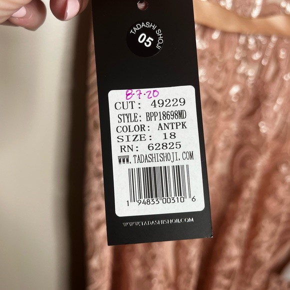 NWT Tadashi Shoji Bridal Kura Metallic A-Line Dress Blush Pink Fit Flare 18 - Picture 4 of 12